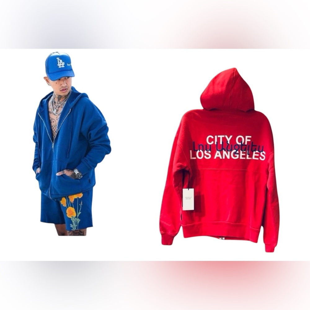 NWT Spirit Jersey Oversized Los Angeles Graphic Print Full Zip Hoodie